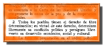 ONU. Extracto de la Carta Magna de la descolonización